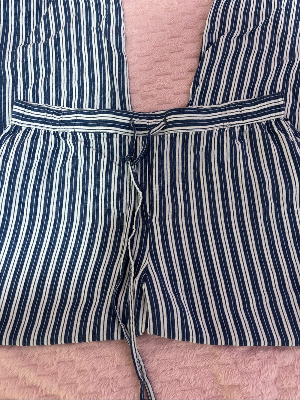 Jules & Leopold Navy and White Striped Drawstring Capris